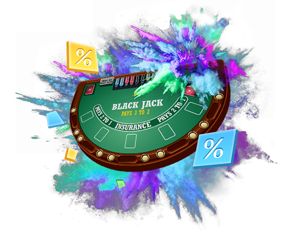 blackjack table in a cloud of smoke